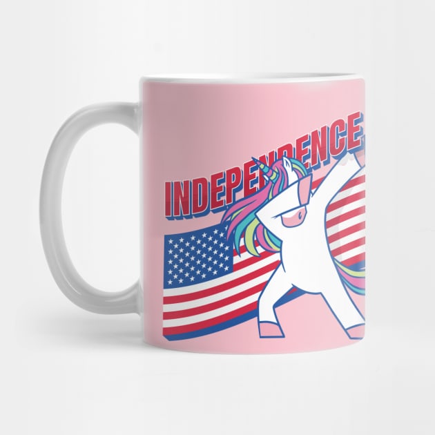 Cute dabbing unicorn with American flag for 4th of July / Independence day by Anonic